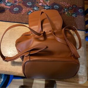Pleather light brown camel JustFab backpack purse new